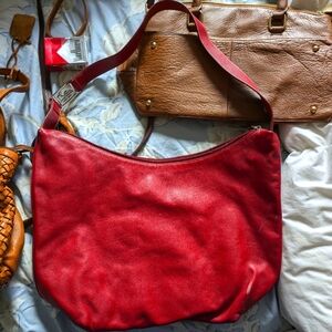 Ralph Lauren red leather shoulder bag